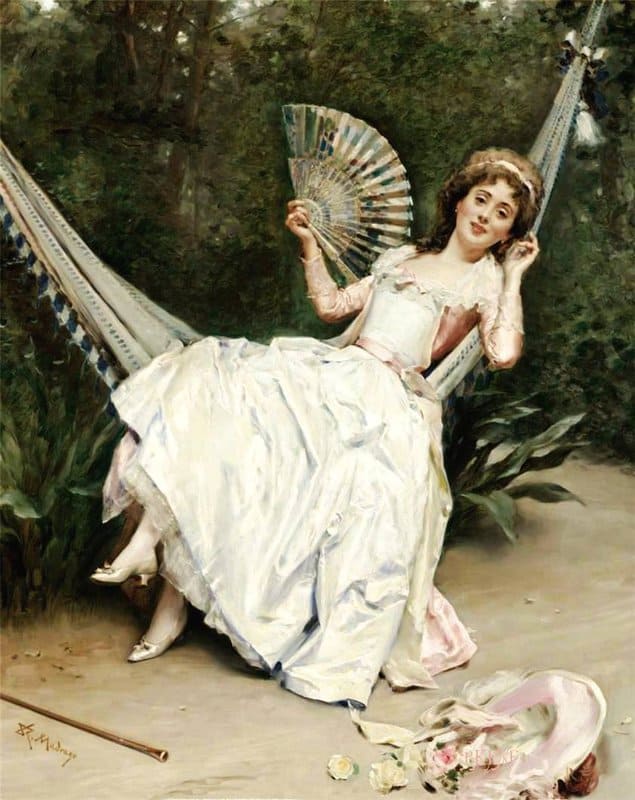 Madrazo Y Garreta Raimundo De Girl In The Hammock canvas print
