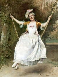 Madrazo Y Garreta Raimundo De Girl On A Swing Leinwanddruck
