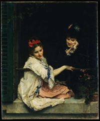 Madrazo Y Garreta Raimundo De Girls في نافذة Ca. 1875