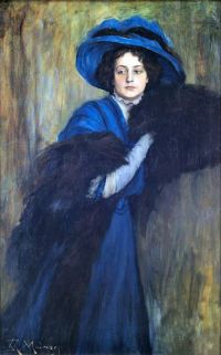 Madrazo Y Garreta Raimundo De Porträt einer Dame in Blau Ca. 1897 1905