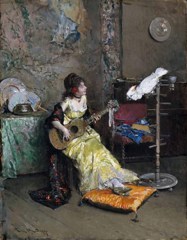 Madrazo Y Garreta Raimundo De Woman With A Parrot Ca. 1872 canvas print