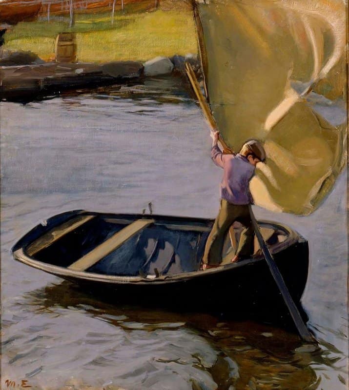 Tableaux sur toile, reproduction de Magnus Enckell Boy And Sail - Gosse Med Segel - 1902
