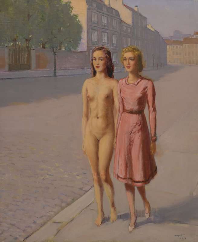 Magritte Rene Two Girls Walking Along A Street canvas print