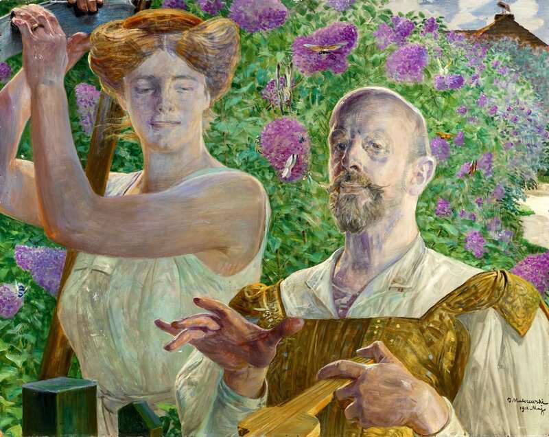 Malczewski Jacek Self Portrait Wih Muse And Buudleia 1912 canvas print
