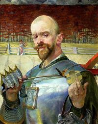 Malczewski Jacek Self Portrait In Armor With Violin 1908 canvas print