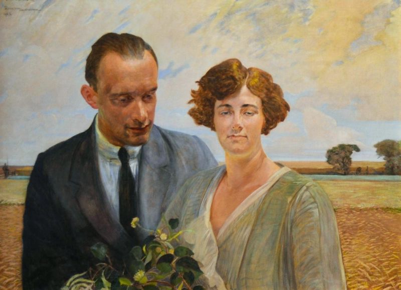 Malczewski Jacek The Artist S Son Rafa And His Wife canvas print