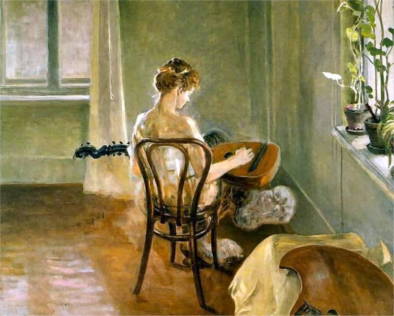 Malczewski Jacek The Interior Of The Chimera Playing The Guitar canvas print