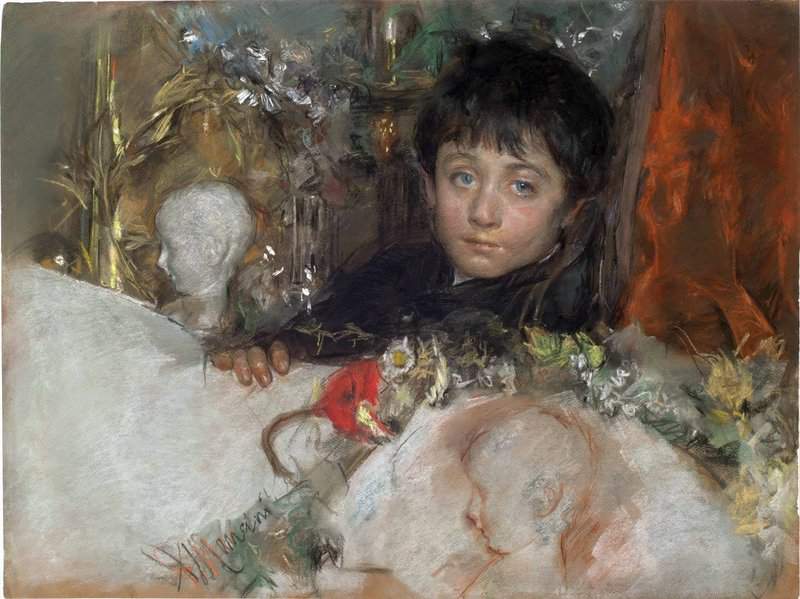 Mancini Antonio Portrait Of A Young Boy Ca. 1885 canvas print