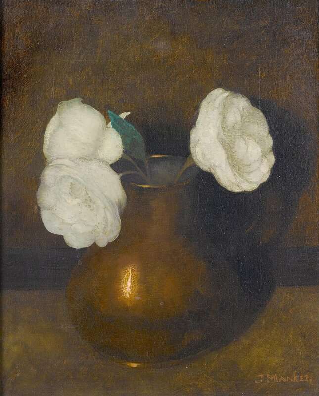 Mankes Jan Still Life Of Camellias In A Copper Pot canvas print
