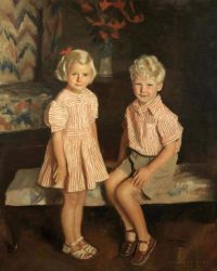 Mann Harrington Bruder und Schwester 1936 Leinwanddruck