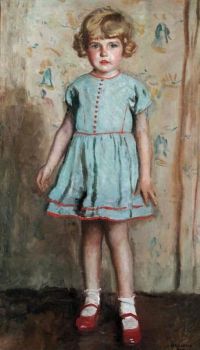 Mann Harrington junges Mädchen in einem blauen Kleid