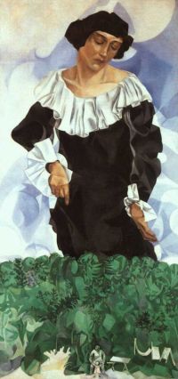 مارك شاغال بيلا مع طباعة على قماش الكانفاس بياقة بيضاء