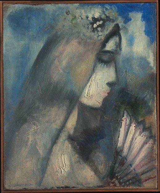 Tableaux sur toile, reproducción de Marc Chagall Novia con abanico - 1911