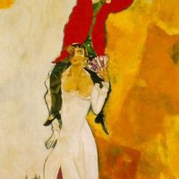 Retrato doble de Marc Chagall con una copa de vino