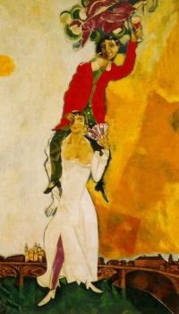 Leinwanddruck Marc Chagall Doppelporträt mit einem Glas Wein