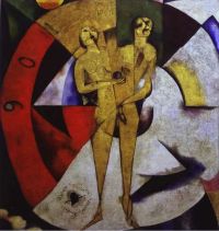 Lienzo de Marc Chagall Homenaje a Apollinaire