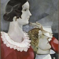 Los amantes de Marc Chagall en gris - 1916-17