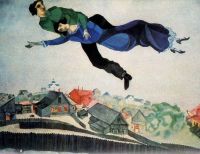 Leinwanddruck von Marc Chagall über der Stadt