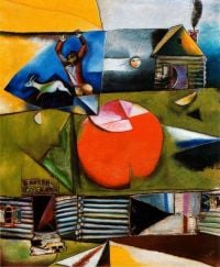Villaggio russo di Marc Chagall sotto la luna