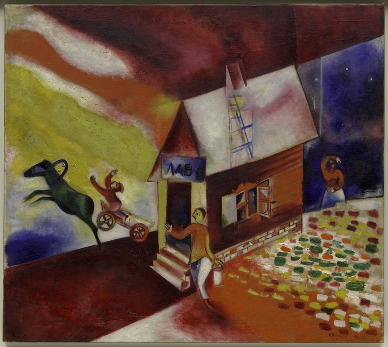 Tableaux sur toile, reproducción de Marc Chagall El carruaje volador - 1913