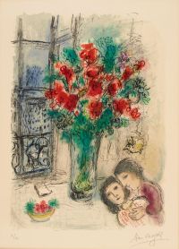 Cuadro Marc Chagall Las flores rojas