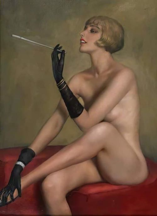 Marcel Rene Von Herrfeldt Fume   Smoking 1925 canvas print