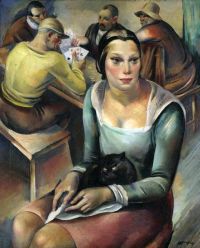 Marijan Trepse Frau mit einer Katze 1931