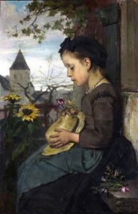 Maris Jacob, ein Mädchen, das vor einem Haus sitzt, 1867
