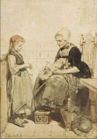 Maris Jacob Helping Grandmother 1864 canvas print