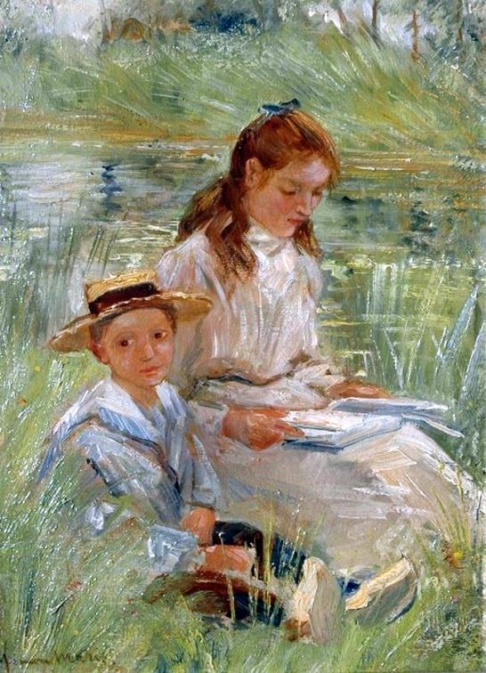 Maris Jacob Simon Maris S Children On A River Bank canvas print