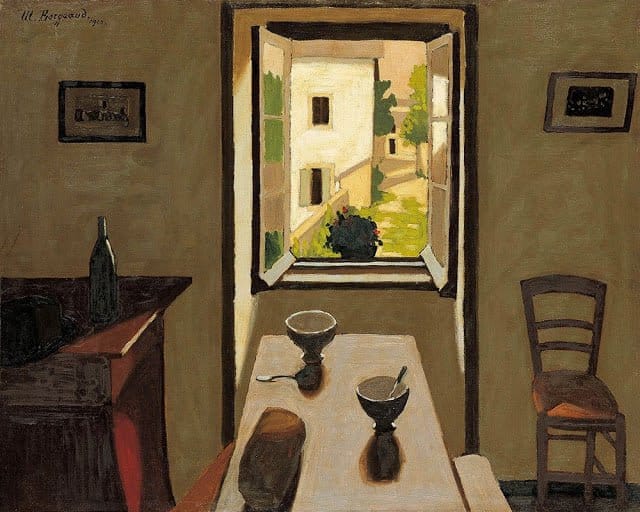 Marius Borgeaud La Table Et Les Deux Bols Fleurs Et Vase 1922 canvas print