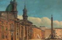 Marstrand Wilhelm Stadtbild von der Piazza Navona in Rom Leinwanddruck