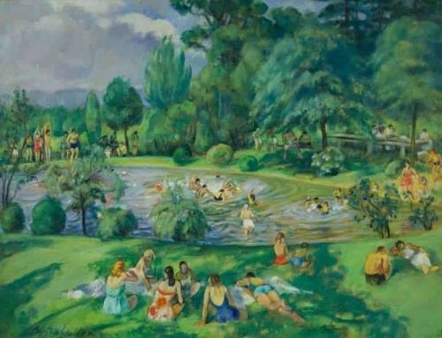 Martha Walter The Swimming Pool Huntingdon Valley Pennsylvania 1940 canvas print