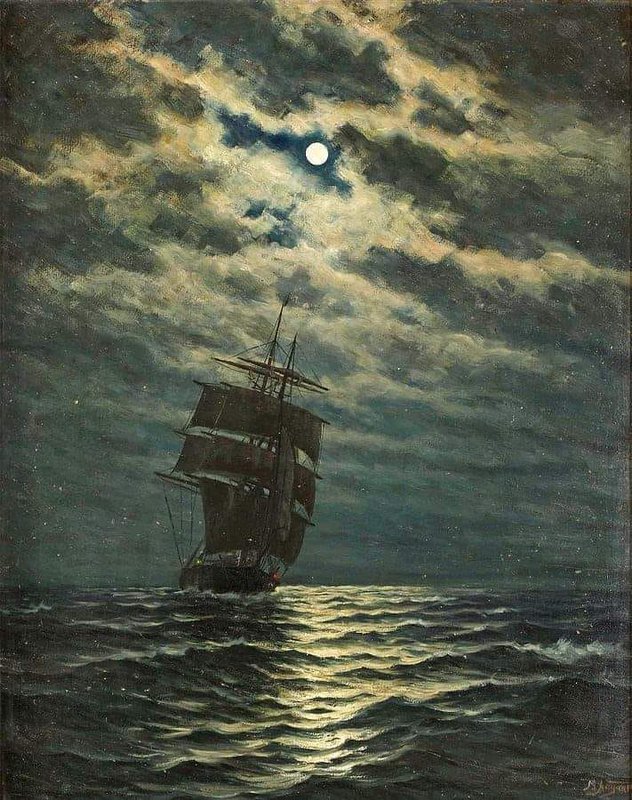 Martin Aagaard Ship In The Moonlight canvas print