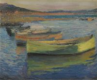 Martin Henri Barques Aux Environs De Collioure Ca. Leinwanddruck von 1910