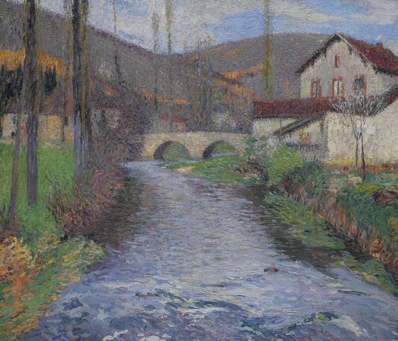 Martin Henri L Ecole Et Le Pont Sur Le Vert Labastide Du Vert 1935 canvas print