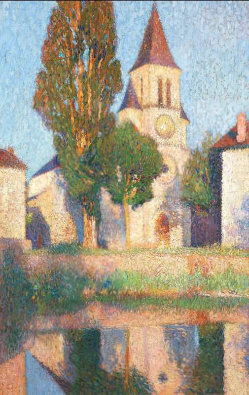 Martin Henri L Eglise De Labastide Du Vert Et Son Reflet Au Soleil Couchant Ca. 1910 canvas print