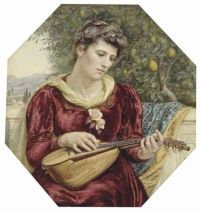 Martineau Edith The Mandolin Player 1886 Leinwanddruck