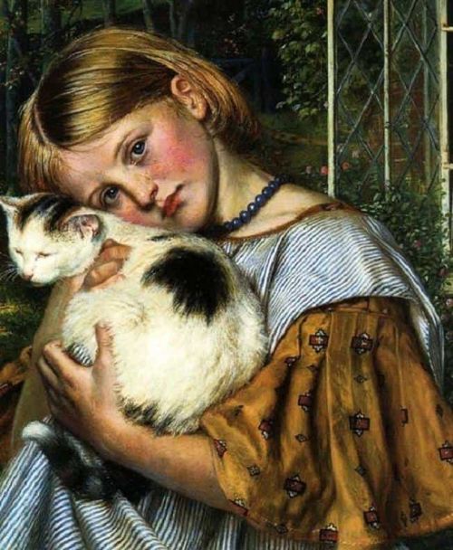 Martineau Robert Braithwaite A Girl With A Cat 1860 canvas print