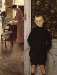 Mathey Paul Frau und Kind in einem Innenraum 1890