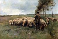 Mauve Anton A Shepherd With His Flock canvas print