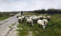 Mauve Anton Shepherd With Sheep canvas print
