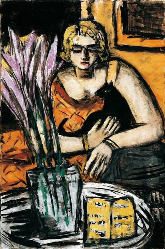 Tableaux sur toile, reproduction de Max Beckmann Woman With Cat 1942