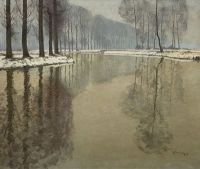 Max Clarenbach Winter On The River Erft