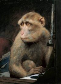 Max Gabriel Cornelius Von Little Monkey At The Piano canvas print