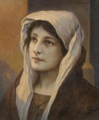 ماكس غابرييل كورنيليوس فون بورتيت لامرأة شابة في ضوء المساء المبكر بعد عام 1900