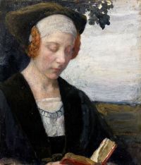 Maxence Edgar Frau in der Büste beim Lesen