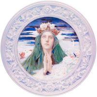 Maxence Edgar Girl With Crown Of Roses canvas print
