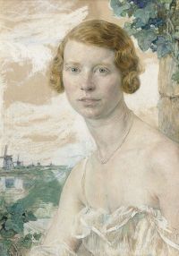 Maxence Edgar Porträt einer Frau mit Perlenkette