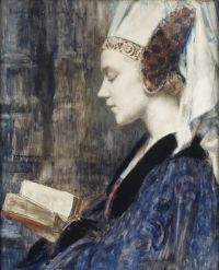 Maxence Edgar Woman Reading Seen In Profile canvas print